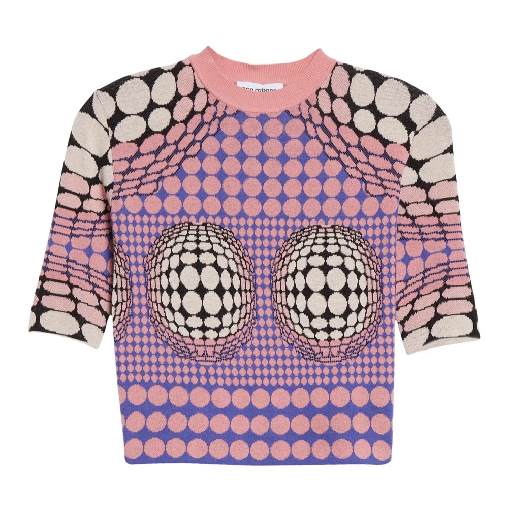 paco rabanne x Fondation Vasarely Jacquard Geo Print Crop Top - Size Small
